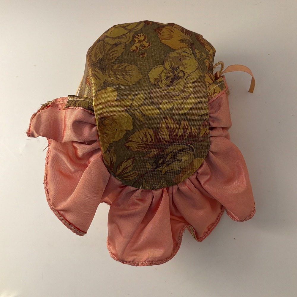 VTG Ceramic Lady Face Mask Wall Hanging Pink Ruffled Collar Gold Floral 80s 90s - Picture 3 of 4